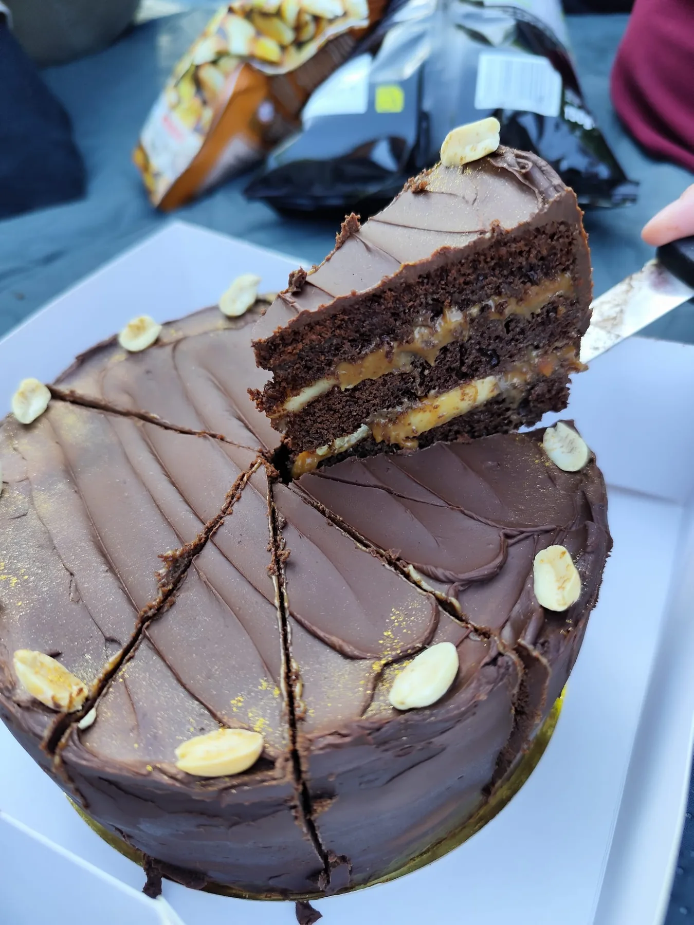 Torta de chocolate, plátano y cacahuete de Karamells
